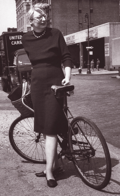 Jane Jacobs, author of The Death and Life of Great American Cities (1961). Her criticism of so-called 'urban renewal' projects helped cancel the Lower Manhattan Expressway, which would have levelled many NYC neighborhoods. Happy #BicycleBirthday, Jane! #BornOnThisDay May 4, 1916