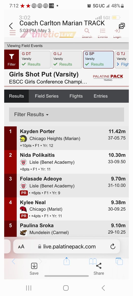 KaydenPorter6's tweet image. Had 2 literally be in two places yesterday. On the Track field and Softbal field. I was able to secure 1st place in Conference 2A. Congrats also to @MarianCHS_TF Girls for the 2nd place Conference win overall. Way to go ladies!!!