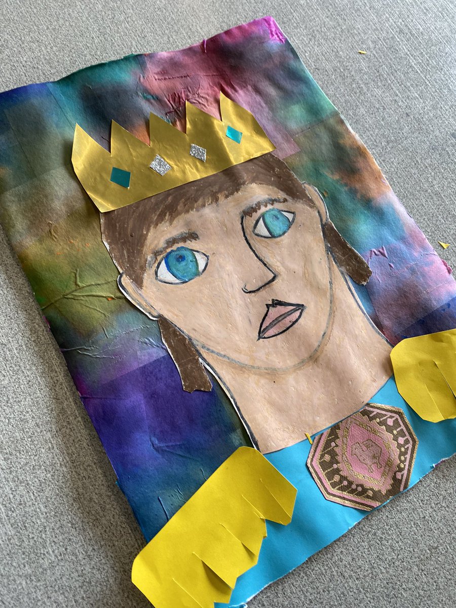 4th grade artists at East Hill are finishing up their royal portraits. Oil pastel and various collage papers. Beautiful attention to detail. Left: Evangeline C. Right: Tyler T. <a href="/WestGeneseeCSD/">West Genesee Schools</a> <a href="/WGFineArts/">West Genesee Fine Arts</a>