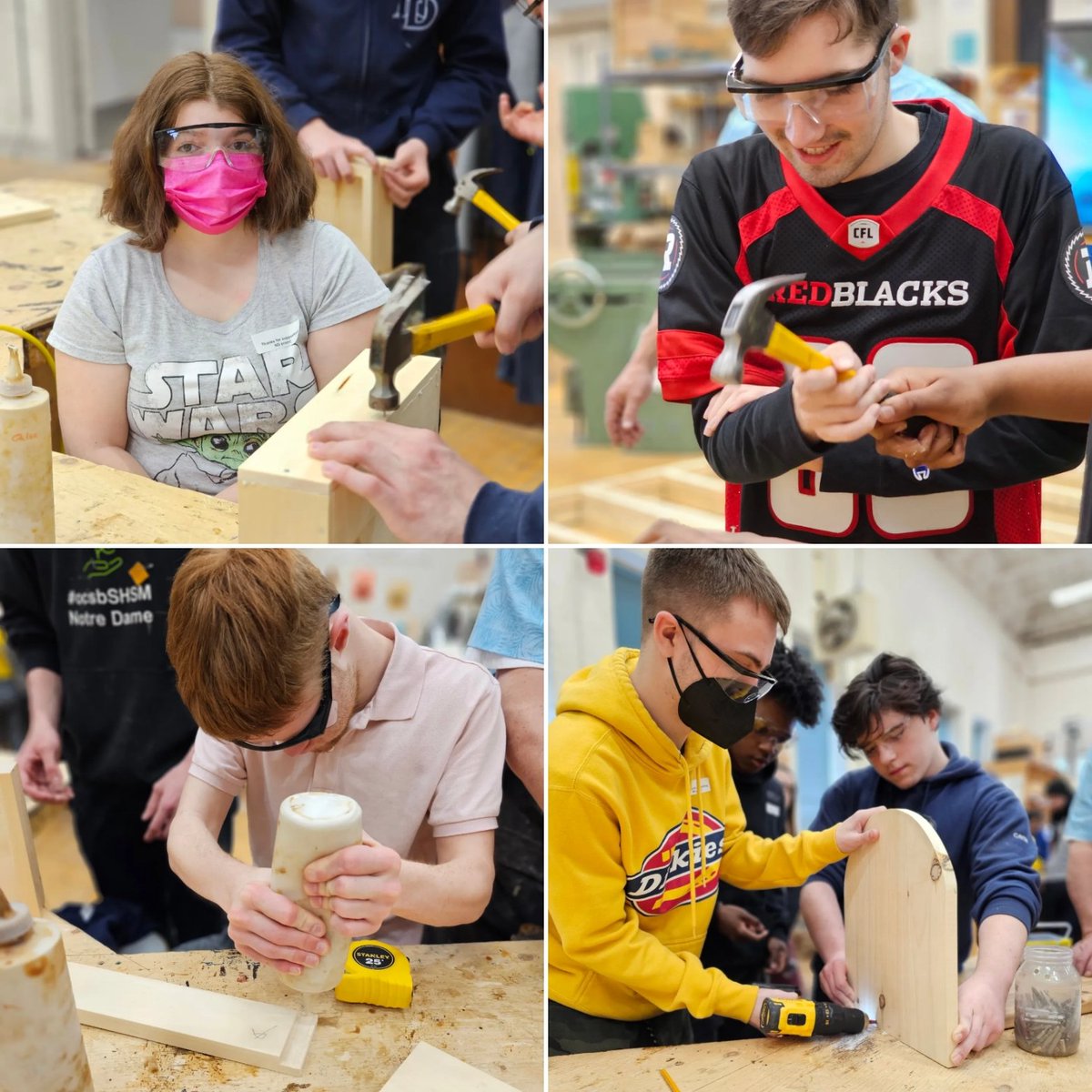 NotreDameOCSB's tweet photo. What a great collaboration this morning with the ECL and Woodworking classes. They were busy making something special for Mother's Day! 💐🔨

#ThisIsND #APlaceForEveryone  @OCSBSpecEd @MsBJones12 #ocsbBeCommunity https://t.co/gFLuoqLRxX