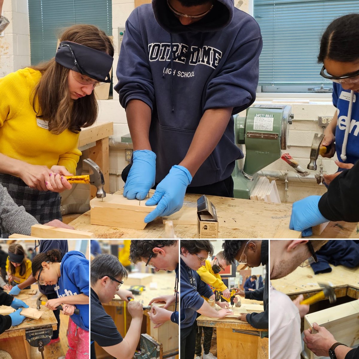 NotreDameOCSB's tweet photo. What a great collaboration this morning with the ECL and Woodworking classes. They were busy making something special for Mother's Day! 💐🔨

#ThisIsND #APlaceForEveryone  @OCSBSpecEd @MsBJones12 #ocsbBeCommunity https://t.co/gFLuoqLRxX
