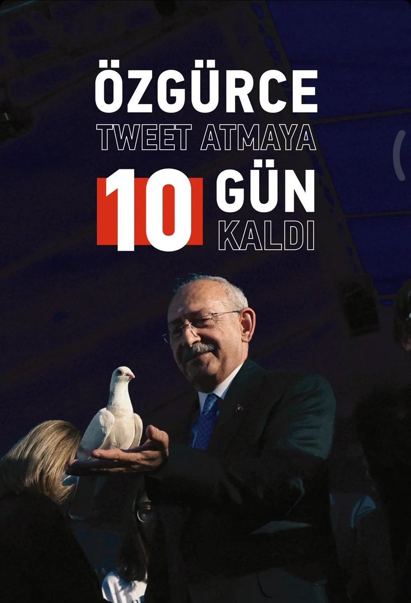 Özgürce Tweet atmaya 10 GÜN KALDI 🫶✌️✊

#umudumuzbaykemal 
#GeliyorKILICDAROĞLU 
#haydiTürkiye