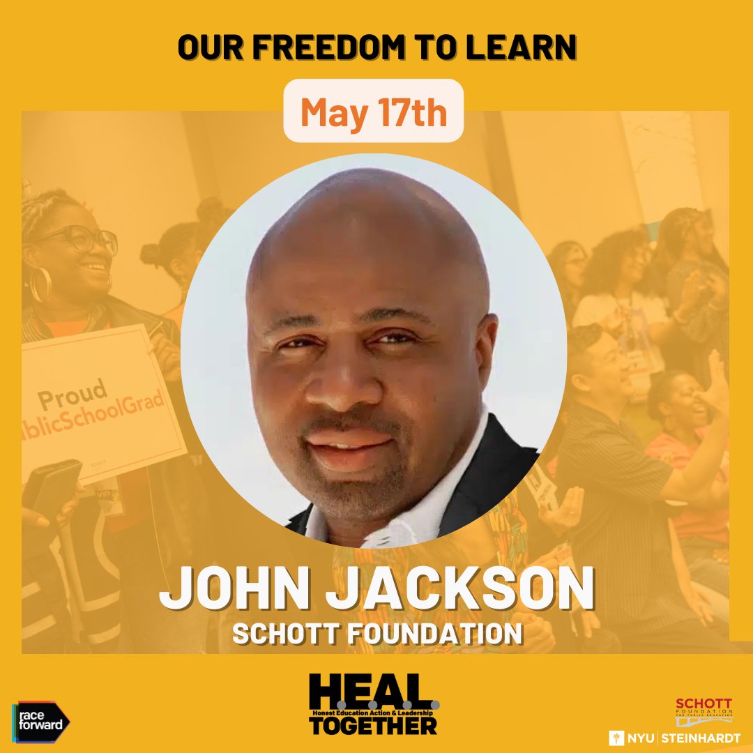 healschools's tweet photo. THREAD: We're excited to announce some of the incredible national movement leaders who will be speaking at "Our Freedom to Learn" on May 17th, the anniversary of  Brown v. Board!   Register at https://t.co/53eXvhAjih

@RaceForward @metronyu @SchottFound https://t.co/n7lN1jNytS