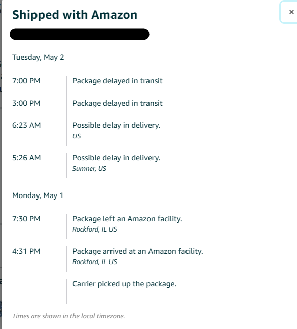 It's been a while since Amazon has had this much of a delay on package delivery. And no updates, either.