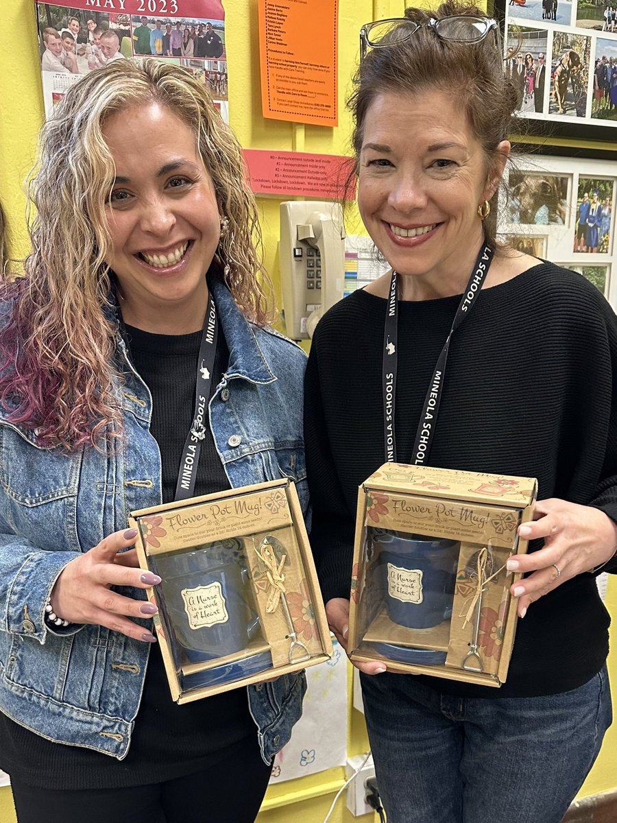 Thank you <a href="/hampton_pta/">Hampton Street PTA Mineola</a> for the adorable flower pot mugs in honor of Nurses Day! We love helping our little learners as they “grow” into big learners! We are blessed to have the support of such a wonderful parent/guardian community 🌷💕
<a href="/Hampton_Street/">Hampton Street</a> <a href="/MrsFreyMineola/">Lisa Frey</a>