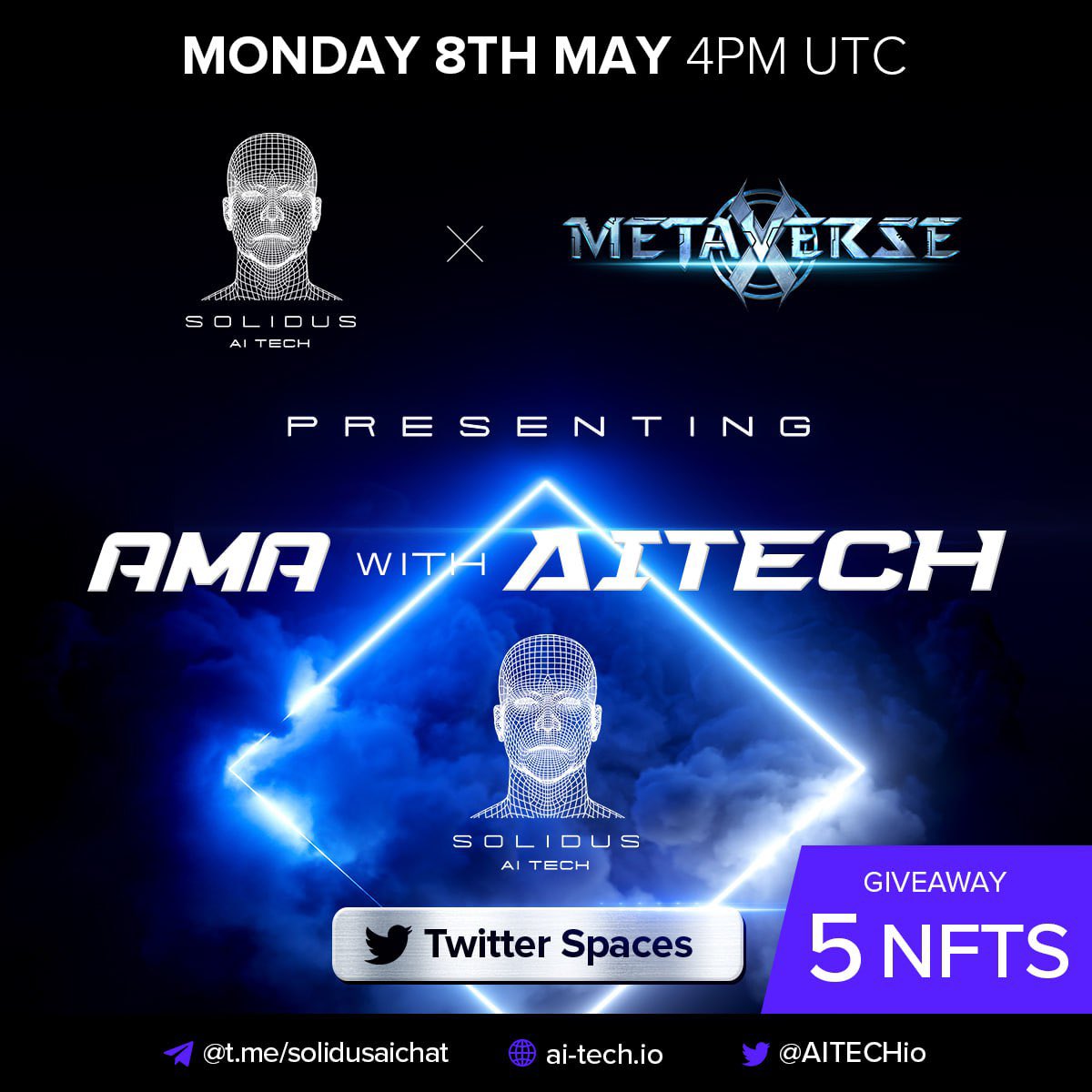 AITECHio's tweet photo. 🎙️ $AITECH AMA!

👥: @farhipaul1 &amp; @XMetaverse_ 

Join in on our upcoming spaces session with our recent partners X-Metaverse to learn more on the insights of this partnership and answers to community questions.

Rewards
🎁 5x #NFT's

Set Reminders 👇🏻
https://t.co/4rBrNxk1PX https://t.co/91CQepbLJD