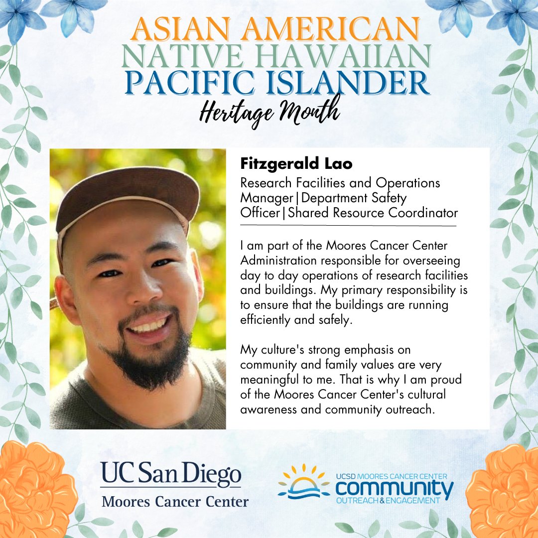 UCSD Health Moores Cancer Center COE (@ucsdcancer_coe) on Twitter photo We continue to honor our colleagues during #AANHPIHeritageMonth, and today feature our <a href="/UCSDHealth/">UC San Diego Health</a> <a href="/UCSDCancer/">UC San Diego Health Moores Cancer Center</a> colleague, Fitz Lao, who ensures our patient & staff safety every day. Learn more about Fitz below! #AANHPIM #DataEquity #VisibleTogether #AANHPI #AANHPIHealth We continue to honor our colleagues during #AANHPIHeritageMonth, and today feature our <a href="/UCSDHealth/">UC San Diego Health</a> <a href="/UCSDCancer/">UC San Diego Health Moores Cancer Center</a> colleague, Fitz Lao, who ensures our patient & staff safety every day. Learn more about Fitz below! #AANHPIM #DataEquity #VisibleTogether #AANHPI #AANHPIHealth
