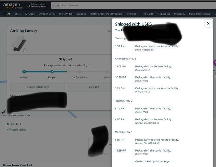 ejheverly's tweet photo. Dear @amazon, why does my package have go through Butte, MT FOUR TIMES?! https://t.co/MAl5FdDMdz