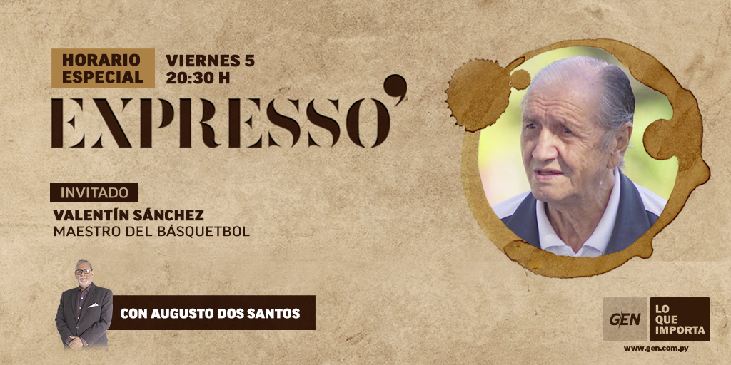 GEN (@somosgen) on Twitter photo 👉 Este viernes en #Expresso ☕ nos encontraremos con un maestro del deporte 🏆🥇 #ValentínSánchez, el maestro del básquetbol paraguayo, se suma como invitado a este nuevo programa🏀.
📌 Conduce <a href="/augusto2s/">augustoparaguay@gmail.com</a> 👉 Este viernes en #Expresso ☕ nos encontraremos con un maestro del deporte 🏆🥇 #ValentínSánchez, el maestro del básquetbol paraguayo, se suma como invitado a este nuevo programa🏀.
📌 Conduce <a href="/augusto2s/">augustoparaguay@gmail.com</a>