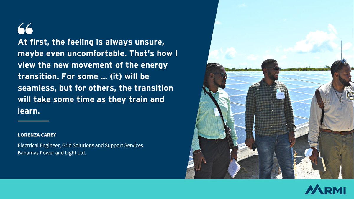 Lorenza is an engineer based in the Bahamas advancing #RenewableEnergy, and was one of RMI's first #ETAFellows with the Energy Transition Academy.

He shared his thoughts @Reuters on what it will take to prepare the green economy workforce. 👇
reut.rs/3Nh5NRg @AngeliMehta