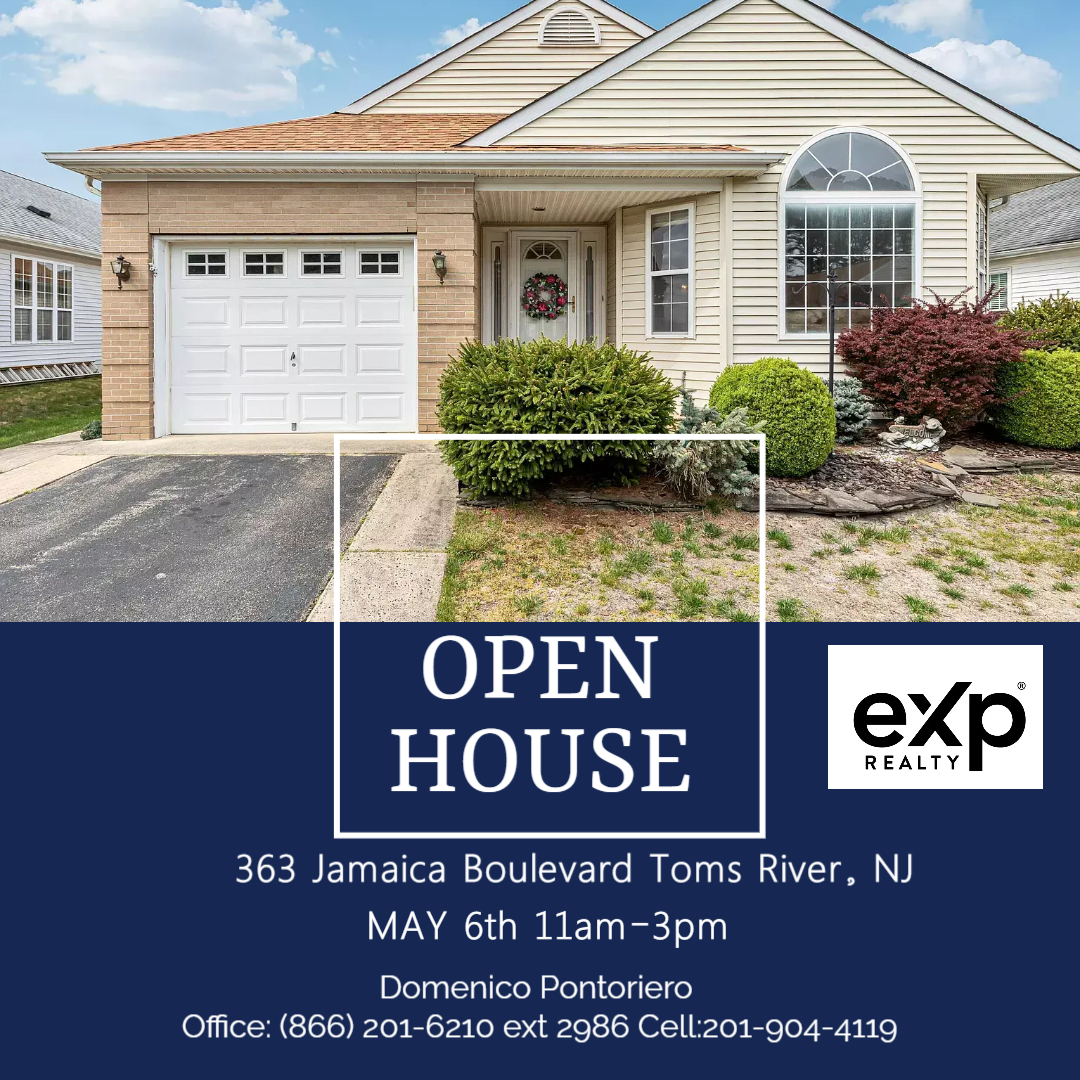 Come check out my first open house this Saturday from 11am to 3pm #TomsRiverNJ, #OceancountyNJ #OpenHouse, #Homeofyourdreams #eXpRealty #RealEstate