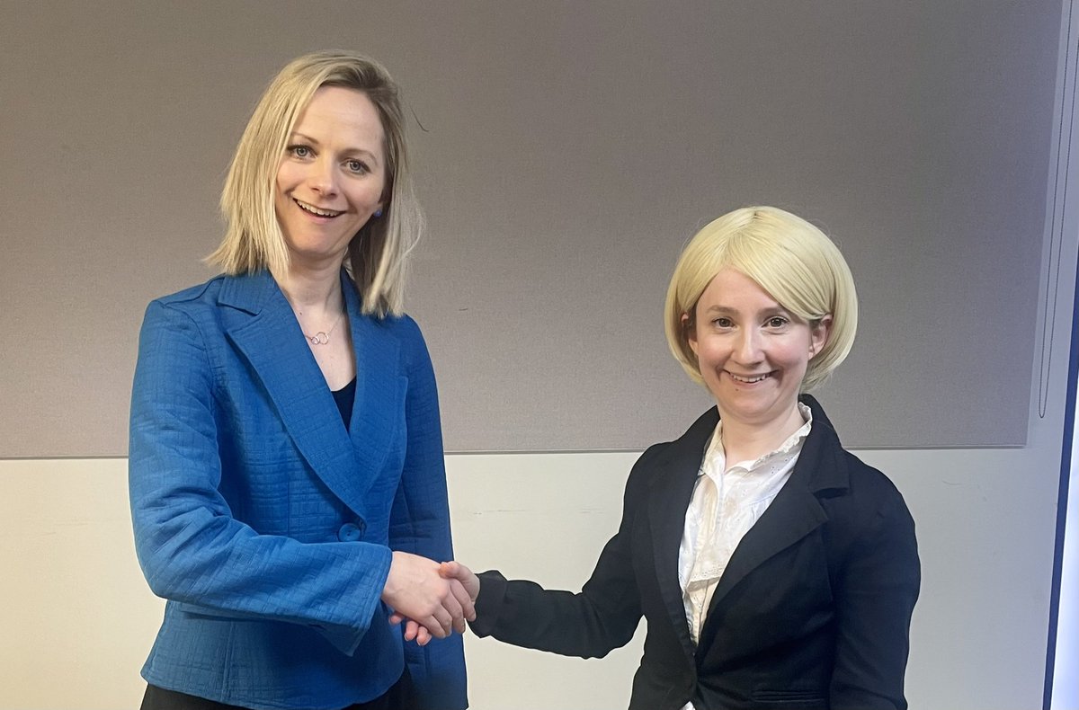 nerineskinner's tweet photo. When you bump into another Liz Truss Impersonator … when Liz met Liz @SueHarrison123 #liztruss #livstruss #comedy https://t.co/hnraYmjiLB