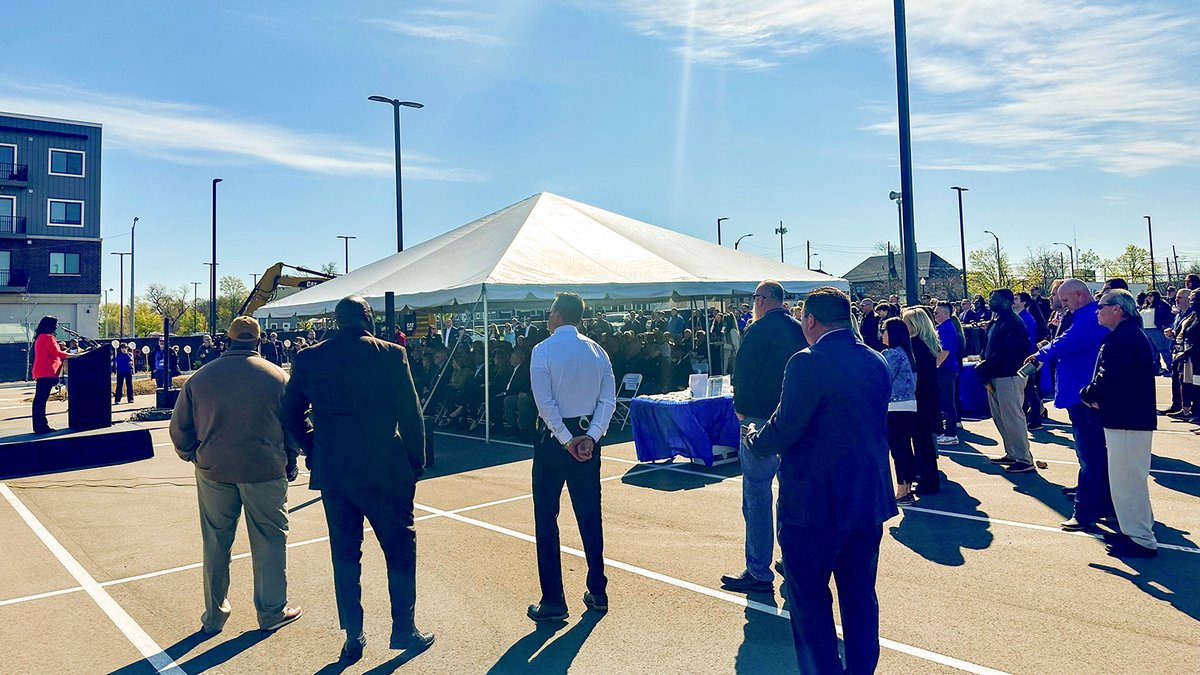 MottFoundation's tweet photo. The Flint community broke ground on the new LiveWell on Harrison project today. Mott granted a total of $16.5 million to support construction of the building, which will create safe &amp; welcoming spaces for residents to gather &amp; build community. Learn more: https://t.co/utLbImqATJ. https://t.co/9w6DfZb42a