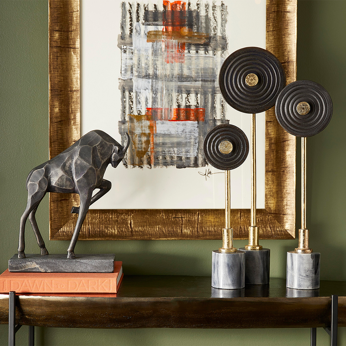 CyanDesignHome's tweet photo. The Mati #sculpture is a stylized adaptation crafted from textured cast aluminum #bronze finished disks surrounded by an antique #brass center.
#CyanDesign #Marble #Accessories #Decor #CastSculpture #Sculptures #Art #Design #InteriorDesign #Meaningful #InteriorStyling https://t.co/oudU4lhIrF