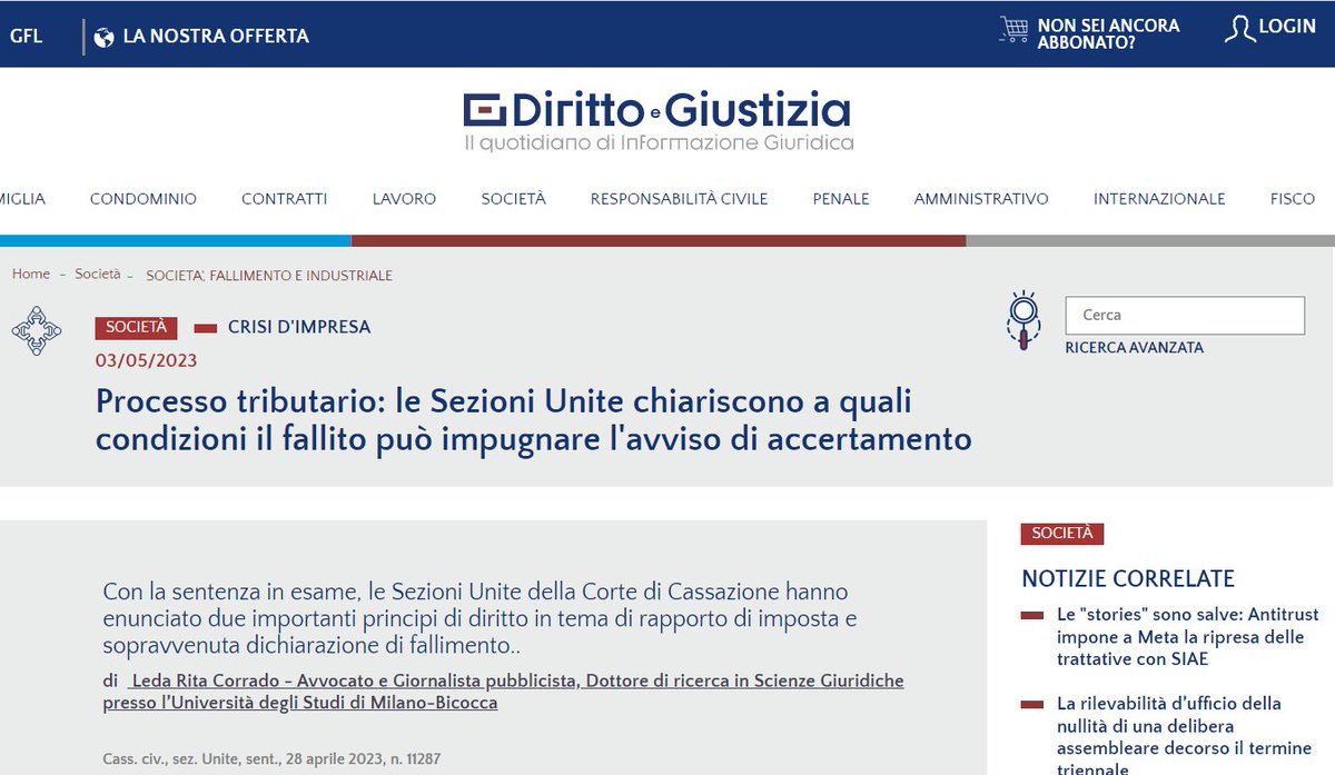 LRCorrado's tweet image. #Processo tributario: le Sezioni Unite chiariscono a quali condizioni il #fallito può impugnare l’avviso di #accertamento (nota a Cass. SSUU 11287/2023)
👉Il mio articolo per @diregiustizia di @GiuffreFrancisL: bit.ly/44I1FA3
#Fisco #diritto #tributario #tax #avvocati