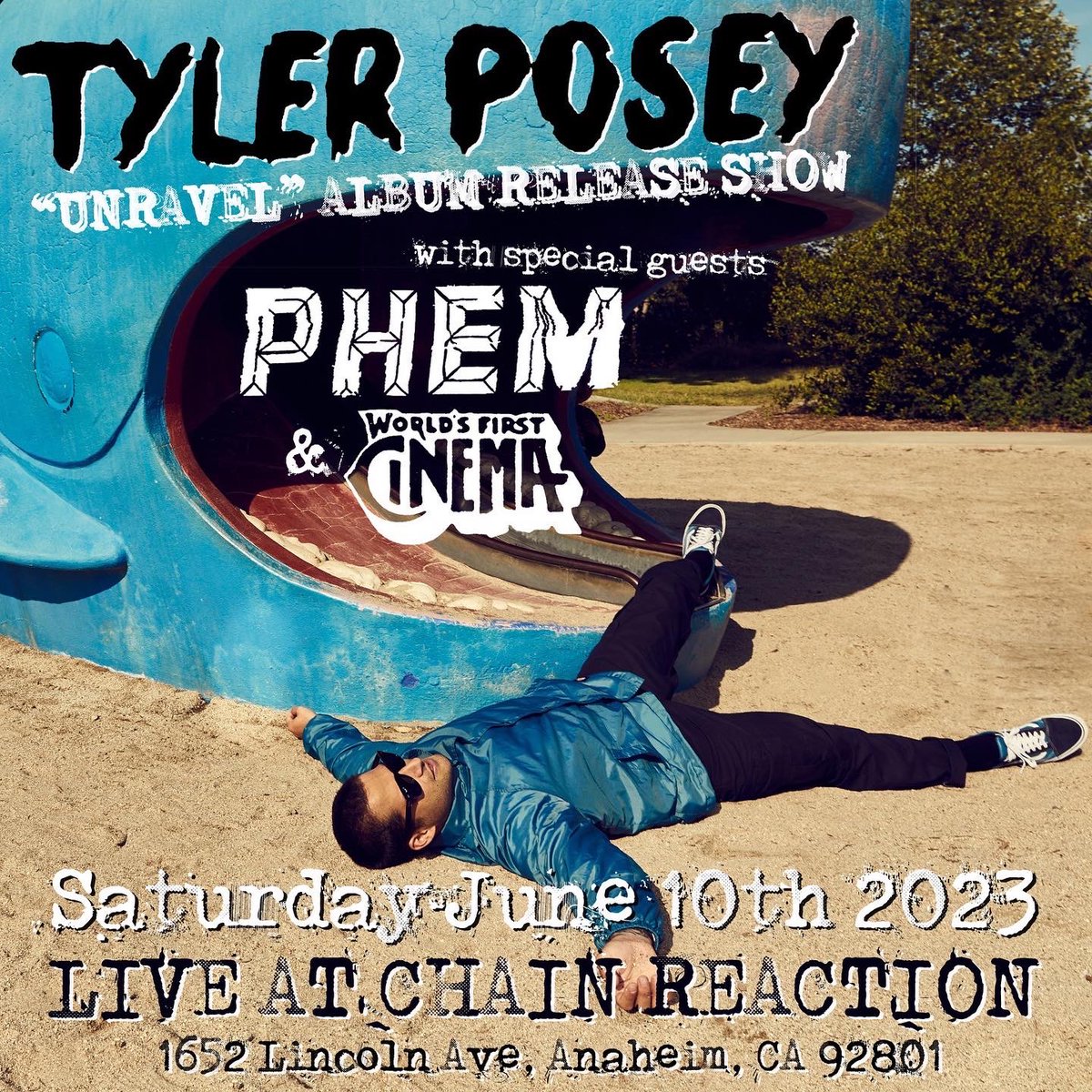 Come party with me and my friends. June 10 at Chain Reaction in Anaheim. Album release show. See you there! Grab your ticket here ffm.link/tylerposey
