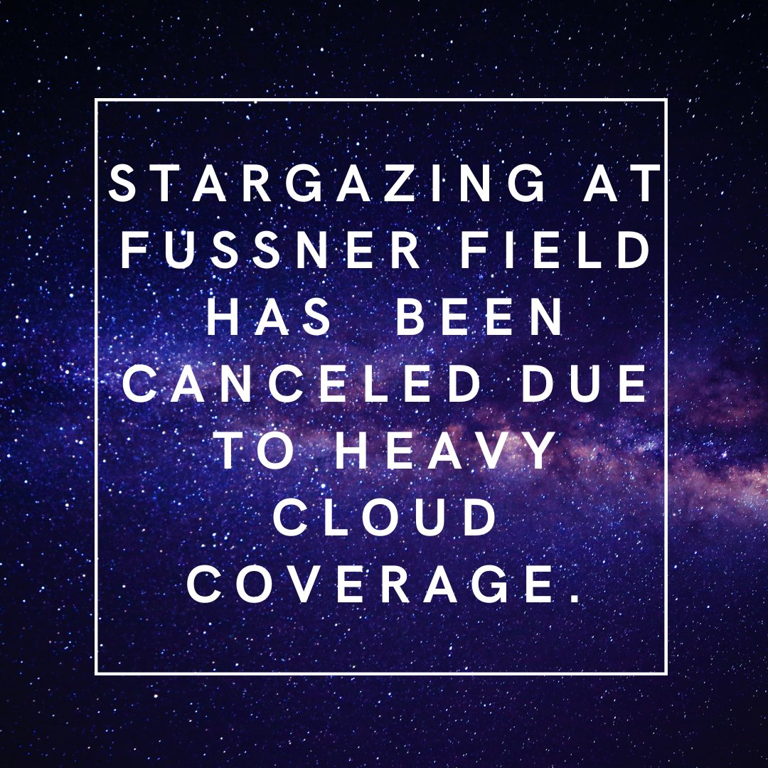 Unfortunately, cloud coverage has spoiled our Stargazing event again 😔 Check back for more information on our fall Stargazing event.