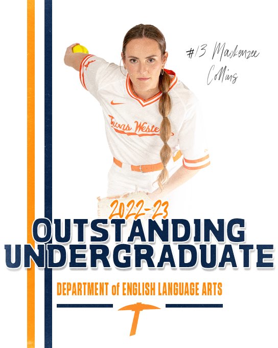 Congratulations to Mackenzee Collins for receiving the “Outstanding Undergraduate Award” in English Language Arts! 🌟

This award goes to the strongest student in the major for the academic year! 🧠📚

#UTEPSoftball #PicksUp <a href="/mack_collins13/">mackenzee</a> <a href="/utepathletics/">UTEP Miners</a> <a href="/UTEPEnglishDept/">UTEP English Dept</a>