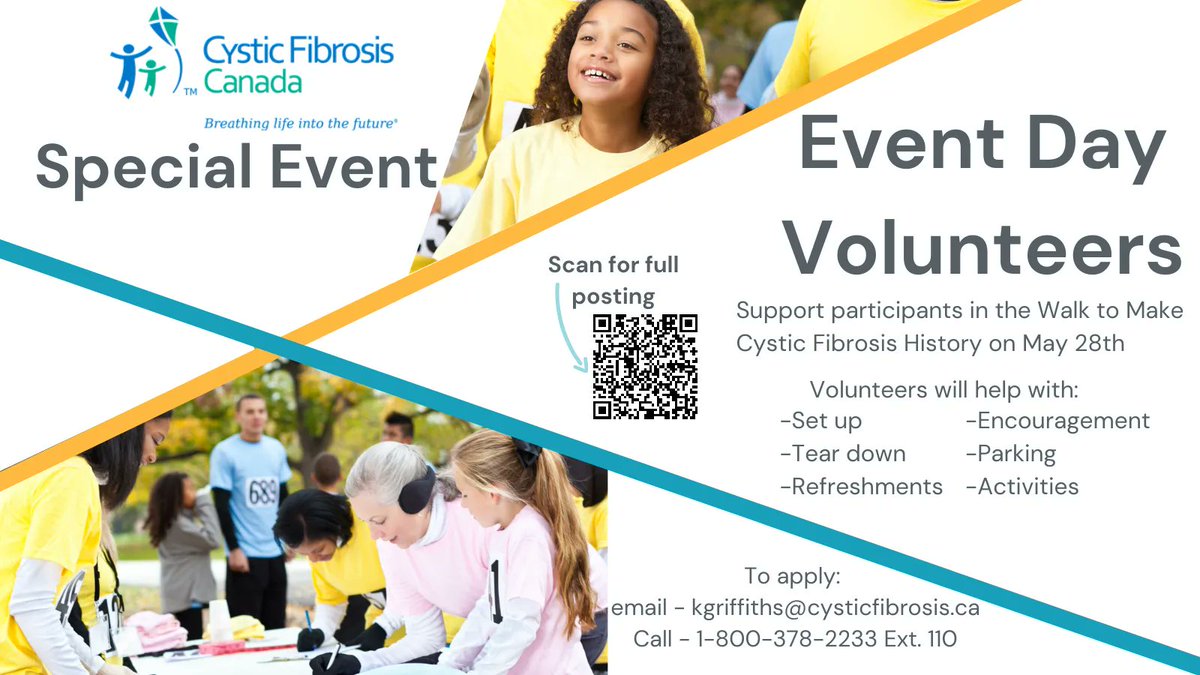volunteerWR's tweet image. Continuing with the events coming up, @CFCanada Fibrosis Canada their Walk to make Cystic Firbosis History on May 28. #Volunteer to support the participants in the walk and keeping them motivated and moving here in #waterlooregion
Find out more here: buff.ly/40YytSf