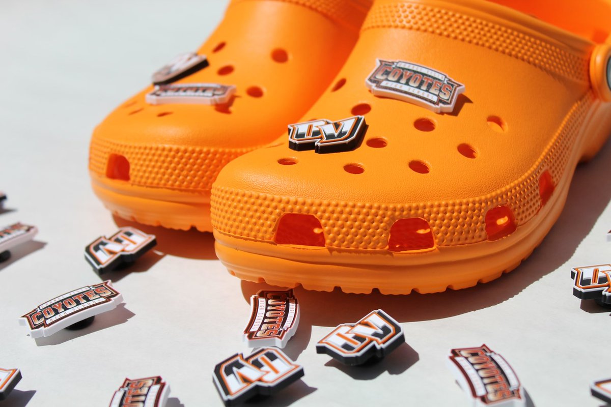OrangeVistaASB's tweet photo. It’s time to step up your Croc game!!! You can pick up the EXCLUSIVE Custom OV and Coyotes Croc Jibbitz. See the bookkeeper to pay and pick up! 🦊🧡 https://t.co/TtkSOulqXD