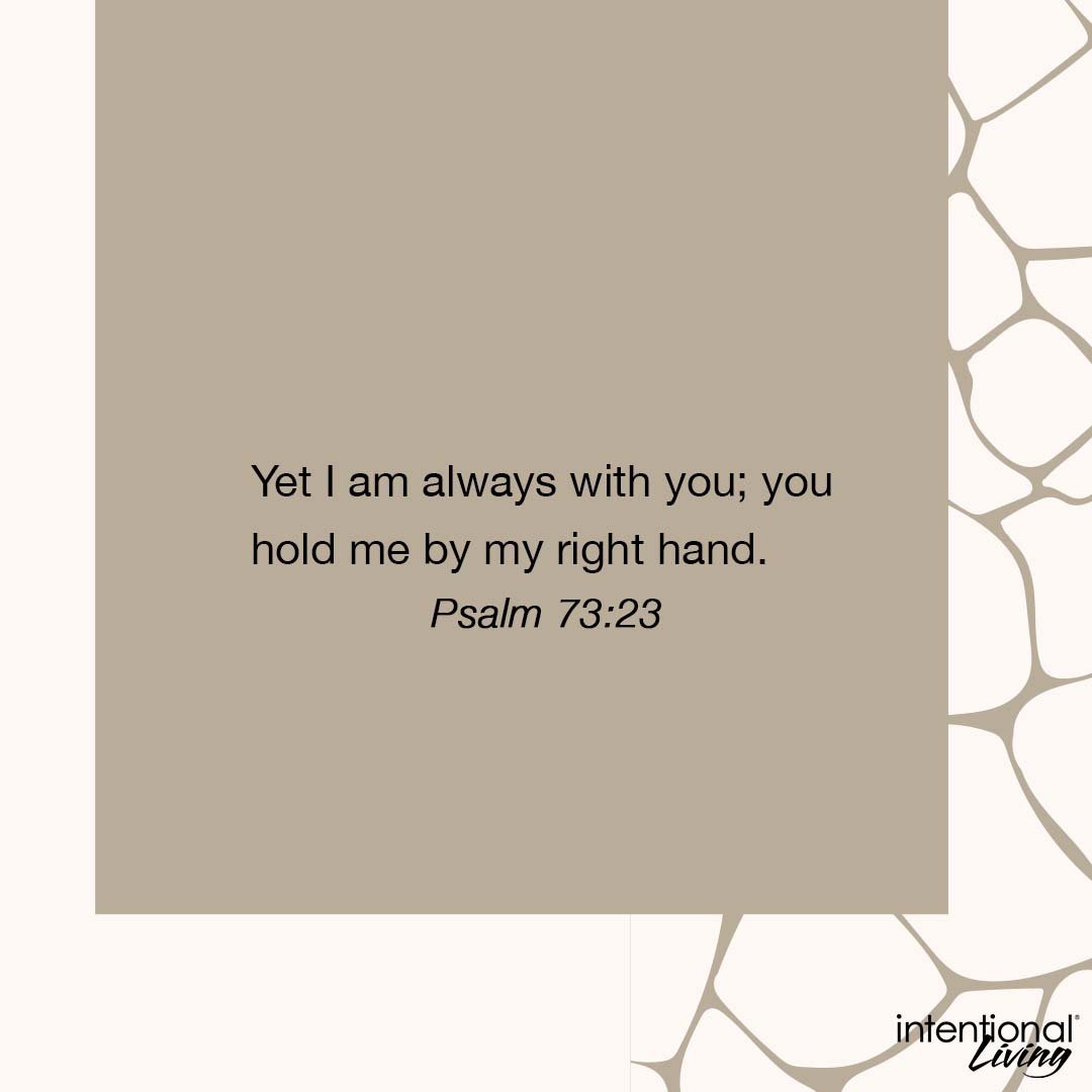 DrRandyCarlson's tweet photo. Yet I am always with you; you hold me by my right hand. 
– Psalm 73:23 NIV 
#intentionalliving #verseoftheday https://t.co/veQV67F5km