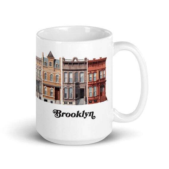 Hey fellow tweeps! Have you checked out those beautiful Brooklyn brownstones on NewYorkMugs? They're so gorgeous, they make my apartment look like a run-down cardboard box. #LifeGoals #BrooklynLife #brooklynmugs #newyork #mugs #coffee