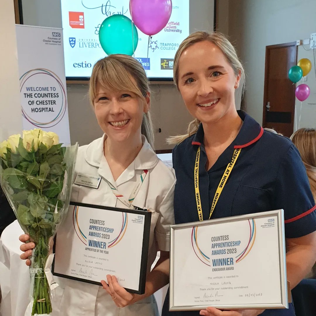 COCHtherapies's tweet photo. SHE DID IT! #therapyapprentice Nicky not only won #endeavouraward at todays #Apprenticeshipawards she also won #apprenticeoftheyear What an achievement🏆Congrats to all winners &amp; highly commended apprentices.
Thanks must go to Nicky's fantastic mentor Jen💐
#successatthecountess https://t.co/UlLogFFV6i