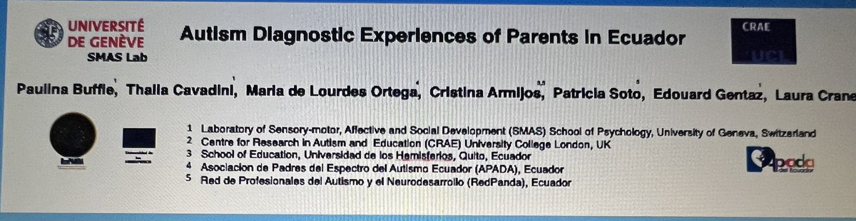 BufflePaulina's tweet photo. Felicitaciones a mis colegas en Ecuador por su primera comunicación científica #INSAR2023. Gracias Dr @LauraMayCrane por su tan apreciado apoyo en el análisis de las experiencias de diagnóstico de familias ecuatorianas. #AutismInternationalCooperation https://t.co/CphZ2u0o0i