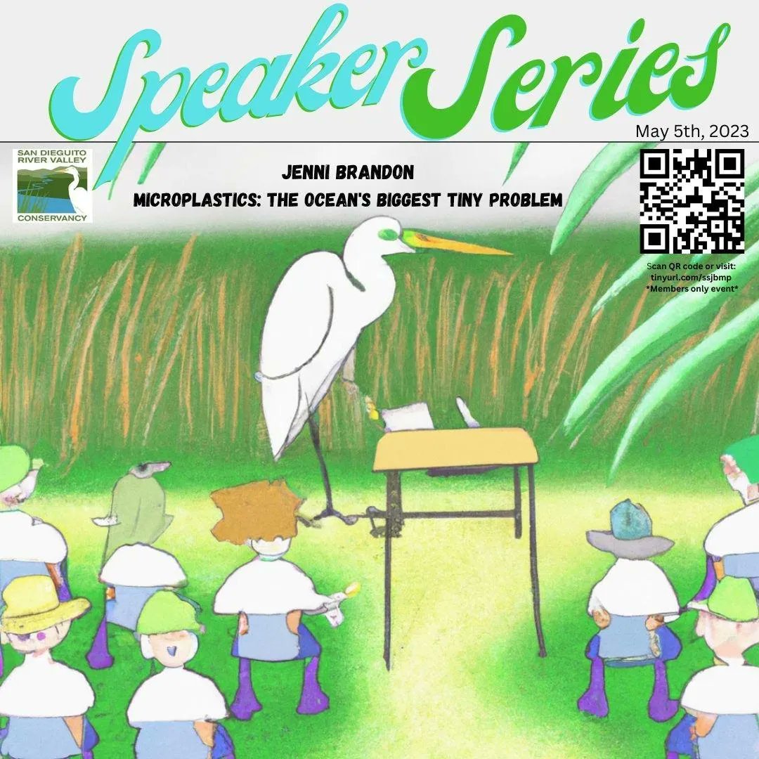 sdrvc's tweet image. We can&apos;t wait to see SDRVC members at our first Speaker Series event tomorrow. Dr. Jenni Brandon will present: &quot;Microplastics: The Ocean&apos;s Biggest Tiny Problem.&quot; Register now! 
buff.ly/3ATv0K7 

#SDRVC #SDRP #SanDieguitoRiverPark #SanDiego #SanDieguitoLagoon