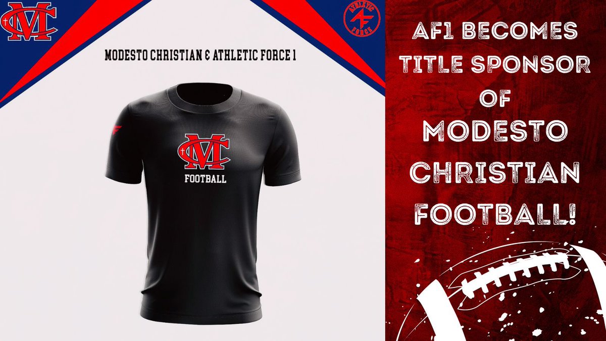 AF1 supports the great family values and strong history of  Modesto Christian, and we're honored to be the Title Sponsor of the football program in our long-term agreement with them.' CEO, Athletic Force 1 @RDIUnite @WeAreMCStrong @MC_basketball #modestochristian #athleticforce1
