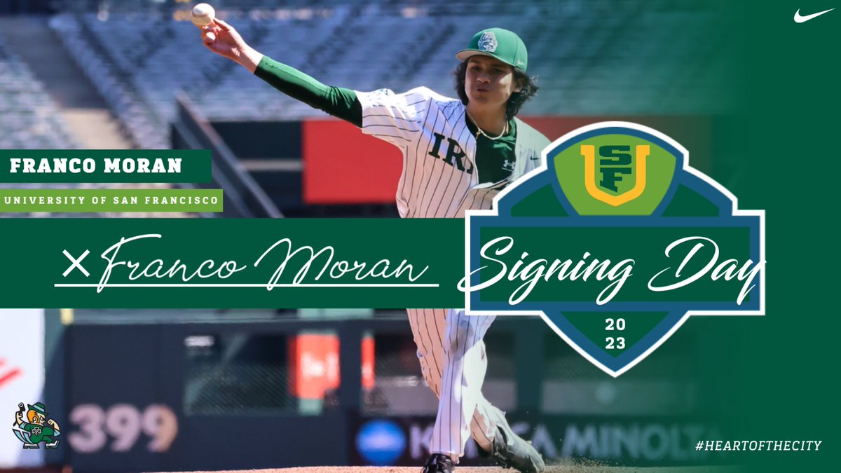 SHCathletics's tweet photo. Congratulations to Franco Moran on his commitment to further his academic and athletic career at University of San Francisco. Good luck and Go Irish☘️
#DiamondDons⚾️
#HeartOfTheCity https://t.co/AgzW9g2aA9