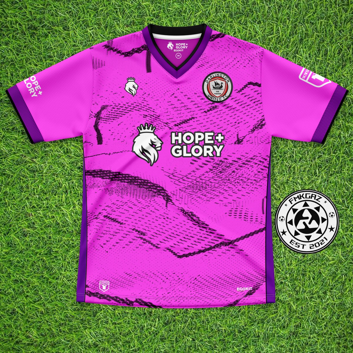 So Here's my take on the Kits for @darlingtonutd 
Home Red, Away Yellow & Third Pink. With @hgsportswear and @The_Kitsman for sponsors and manufacturers #kitdesign #DARLINGTON #hopeandglory #TheKitsman