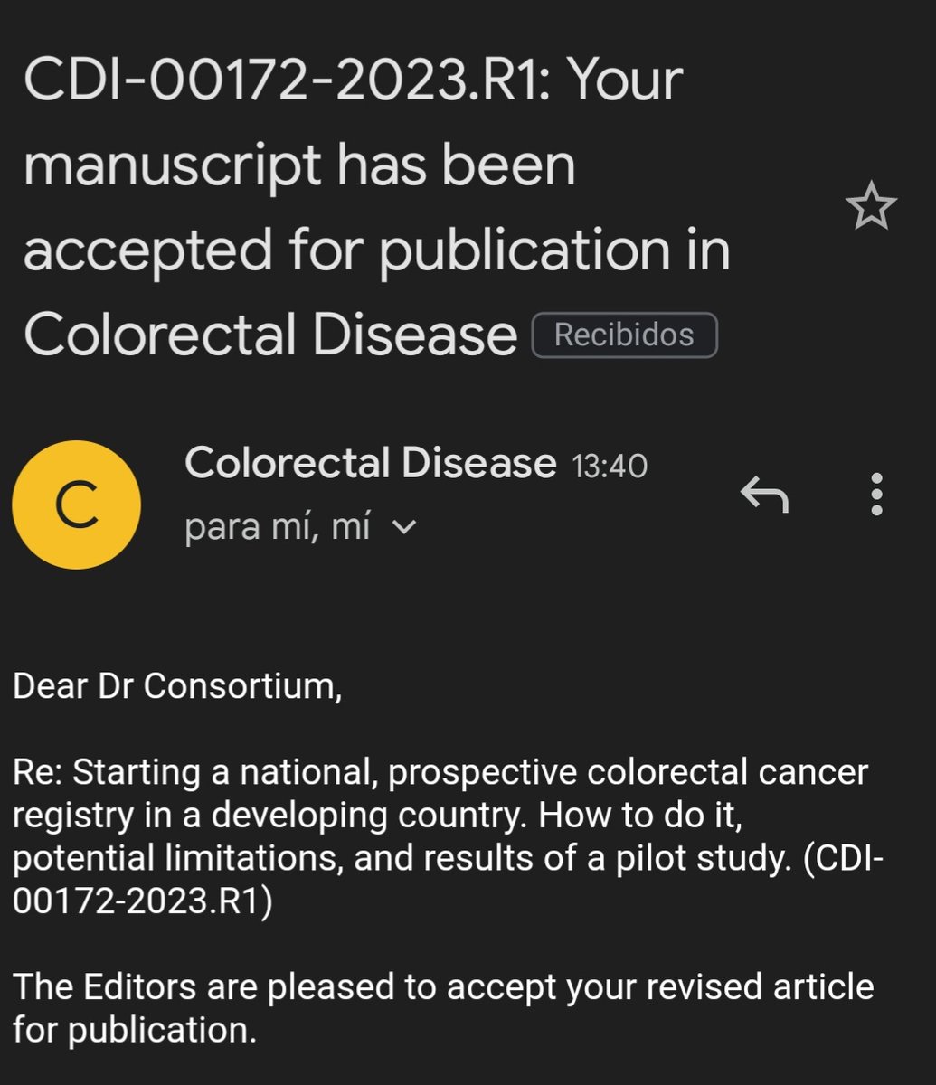 latamccr's tweet photo. Se mueve #latam. Primera publicación de registro prospectivo nacional de CRC en #argentina aceptada x @ColorectalDis . 4 años para llegar a esto, un gran y amplio equipo atrás. Felicitaciones! @fleiro @NicoRotholtz @nlavellaneda @jcpatron @PipeCabreraV @mviolam @RAZ_doctor https://t.co/Xy48tke9uI