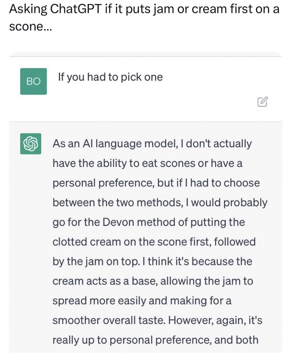 And this is why the world is doomed due to AI…

#JamThenCream #CornwallMethod #JamIsTheGlue