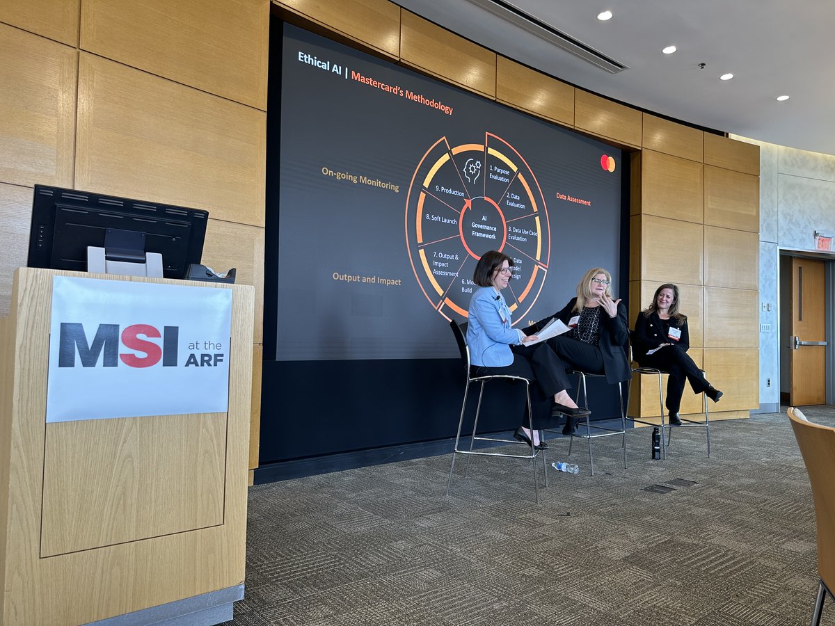 MktgScience's tweet photo. Mary Purk, @WhartonAnlytcs, @PrivacyDesign, @Mastercard & @VogelMiriam, @ai_equal discuss "Responsible AI" and Data Ethics #MSIANALYTICS #ArtificialIntelligence #DataAnalytics #Mastercard https://t.co/xmbii6LubP