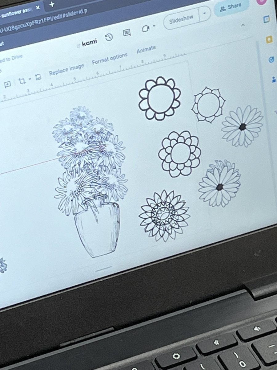cmrilling's tweet photo. Look at the digital Van Gogh sunflower vases in 2nd grade!  @meshornets @MarcumLA https://t.co/F5XYJjPrmB