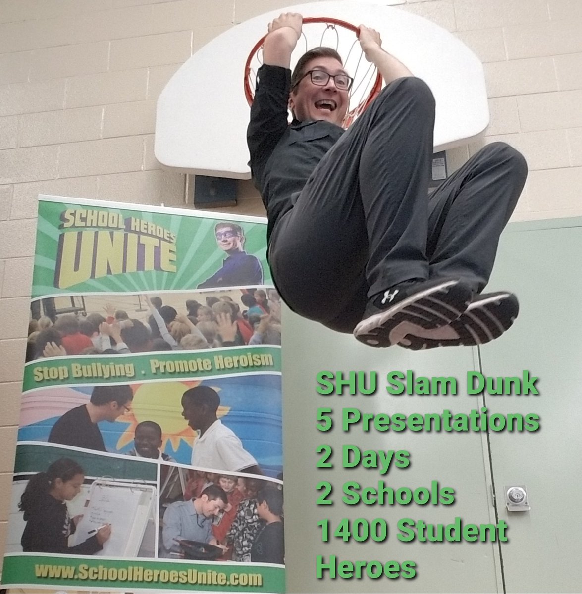 Extremely grateful for the opportunity to train over 1400 student heroes, at two schools, over the past two days! School Heroes Unite is still preventing bullying through the promotion of #heroism. Congrats to all my friends @ #CharlesBowmanPublicSchool &amp; #HolyCrossCatholicSchool