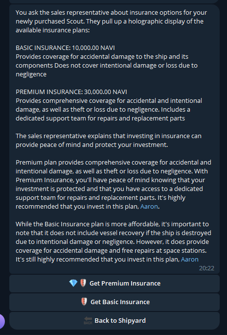 CosmicCompGms's tweet photo. 🚀 Protect your investment and explore the galaxy with peace of mind!

🛡️Basic covers accidental damage, while 💎Premium covers intentional damage, theft, and more. 

Don't risk losing your ship – invest in insurance!

#gamedev #gamedevelopment #indiedev #IndieGameDev $NAVI #BNB https://t.co/oB6DUTubYI