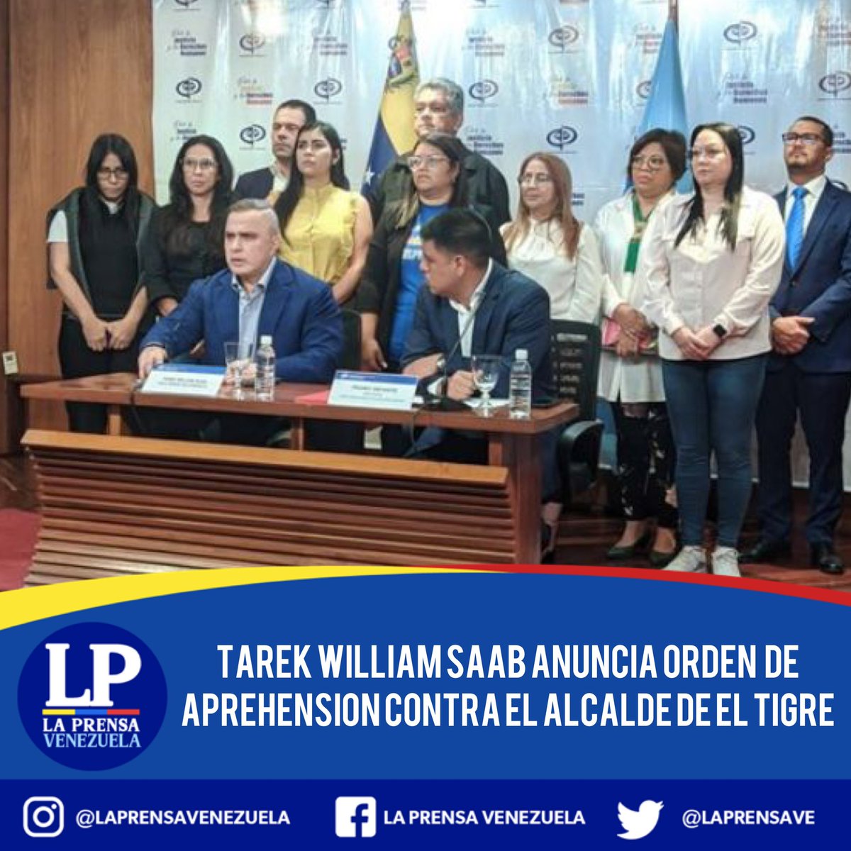 laprensave's tweet image. Fiscal General de la
República Tarek William Saab junto a una comisión de la Asamblea Nacional anunció que solicitaron y acordaron una orden de aprehensión contra el alcalde del Municipio Simón Rodríguez El Tigre Anzoátegui, Ernesto Paraqueima, por la violación de varias leyes.