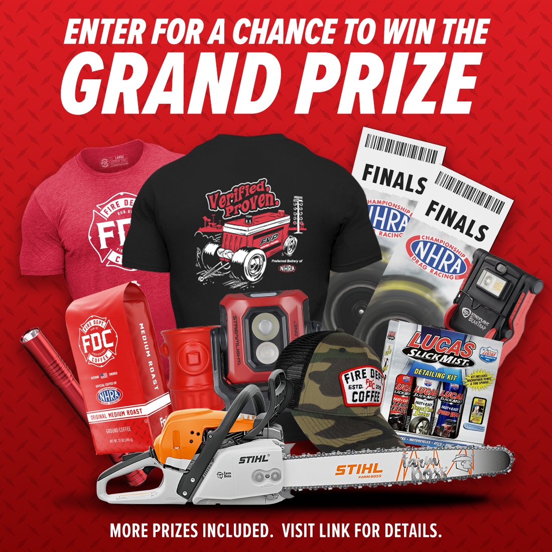 NHRA's tweet photo. Fuel the Drive with @firedeptcoffee! Sign-up to win the grand prize, including two tickets to the #NHRAFinals and so much more! 

Click here for a chance to win ➡️ https://t.co/DOCeNp1472

#Giveaway #Sweepstakes https://t.co/s1c1GGYxf2