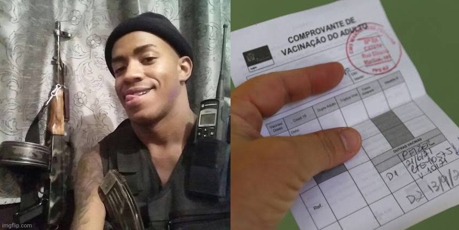 WORD_NEWSS's tweet photo. Pena Máxima:

Traficantes preocupados começam a andar com Cartão de Vacinação no bolso; Ausência do documento pode dar Cadeia imediata segundo STF. https://t.co/UT9voR0cqA