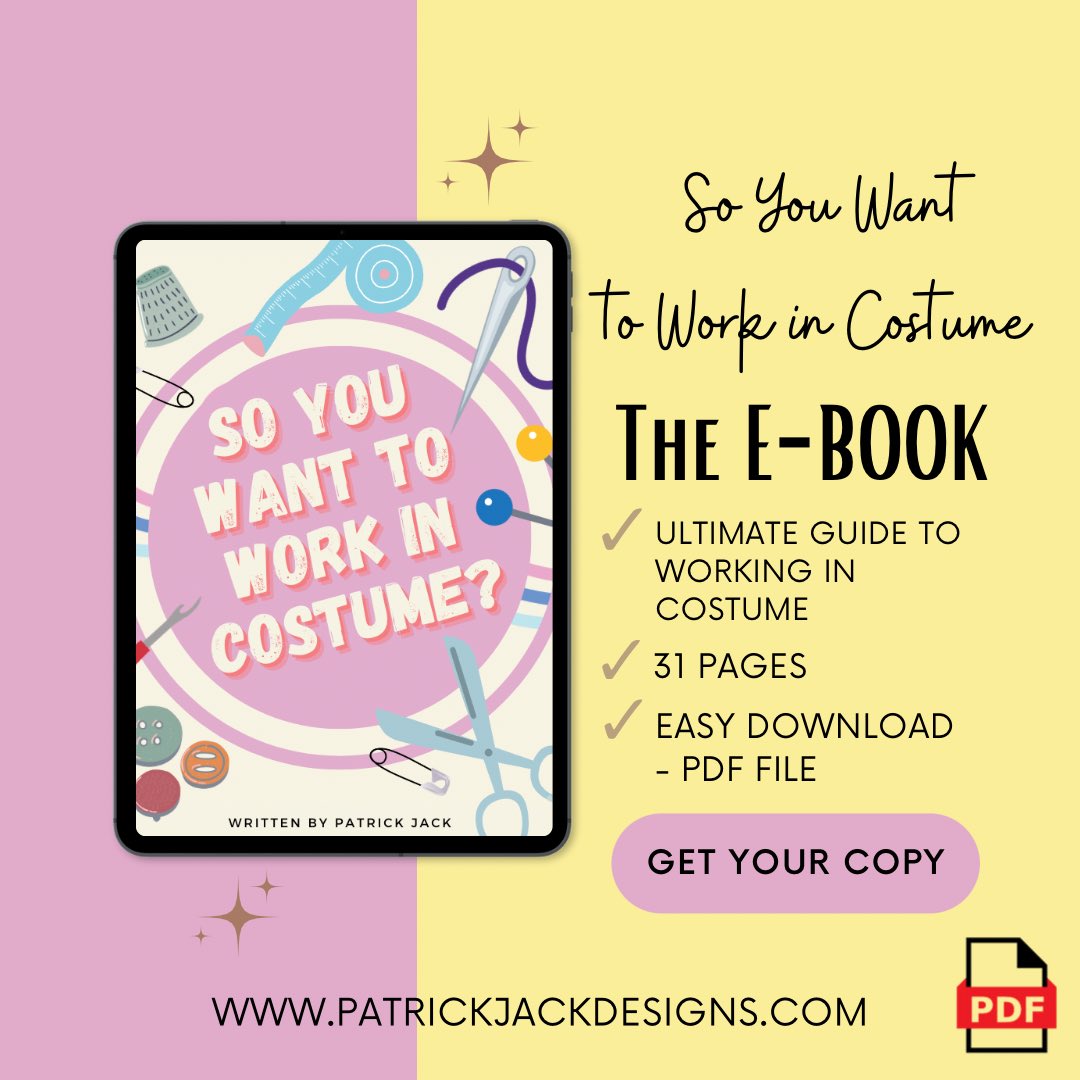 PatrickJack84's tweet photo. My new E-BOOK “So you want to Work in Costume” is out! ✂️ link in bio. Buy either direct from my website or my Etsy store. Tips, tricks &amp; ideas to get you on the ladder or boost you along your way. 22 chapters, 31 pages…  anyone considering a career in costume or already in it! https://t.co/vqZ8VH5j5Q