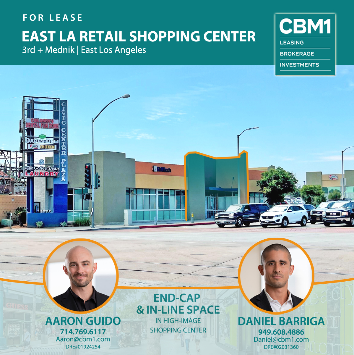 End-cap and in-line space for lease at 3rd + Mednik in prime East Los Angeles. #cbm1 #cre #retailleasing #retailrealestate #eastlosangeles #3rdandmednik #eastla #eastlaciviccenter