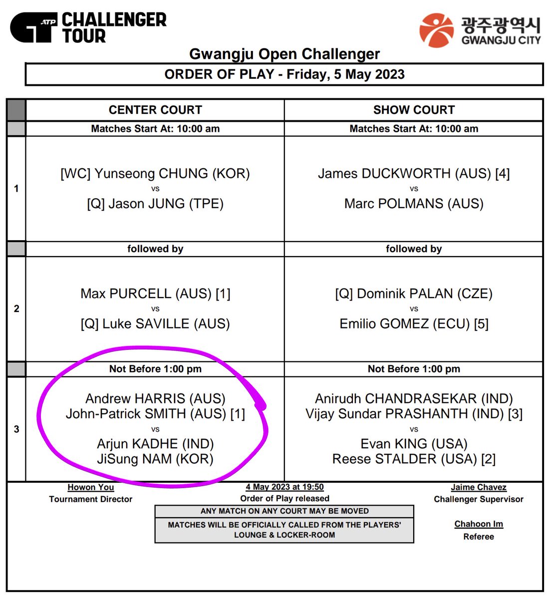smithynators's tweet photo. Hi Smithynators๐ @jpatsmith & @AndyHarris1994's semi final at the #GwangjuOpenChallenger is Friday on centre! Approx 1pm local time, 5am ๐ตโ๐ซ๐ด UK, afternoon in ๐ฆ๐บ. Have a great match! Wishing you SF success! Good luck team! Let's #GoAussies ๐๐
#TeamJandy #WatchMoreDOUBLES https://t.co/kQs0b2krRG