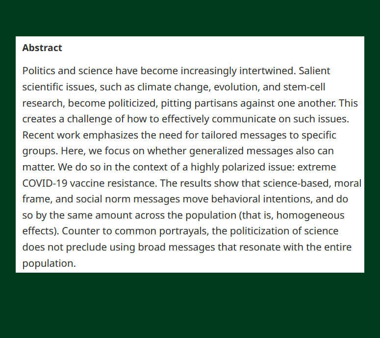 From our new issue -

Using General Messages to Persuade on a Politicized Scientific Issue - cup.org/44tYefZ

- <a href="/_Jon_Green/">Jon Green</a>, J.N.Druckman, M.A.Baum, <a href="/davidlazer/">🇺🇦 DavidLazer@bsky.social</a>, <a href="/Ognyanova/">Katherine Ognyanova (@ognyanova.bsky.social)</a>, <a href="/mattysimonson/">Matthew D. Simonson</a>, <a href="/jennifer_lin16/">Jennifer Lin</a>, <a href="/MauSantillana/">Mauricio Santillana</a> &amp; <a href="/royperlis/">Roy Perlis</a>