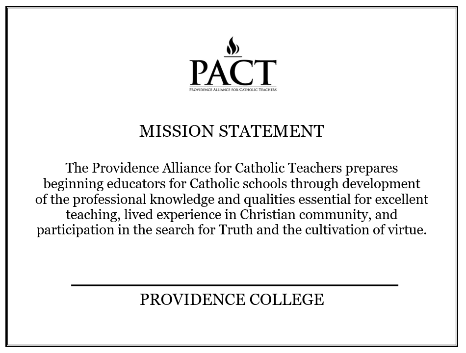 Introducing PACT's new mission statement! We believe this statement captures succinctly the distinctive professional #preparation and spiritual #formation we seek for PACT #teachers in our amazing #Catholic #schools.