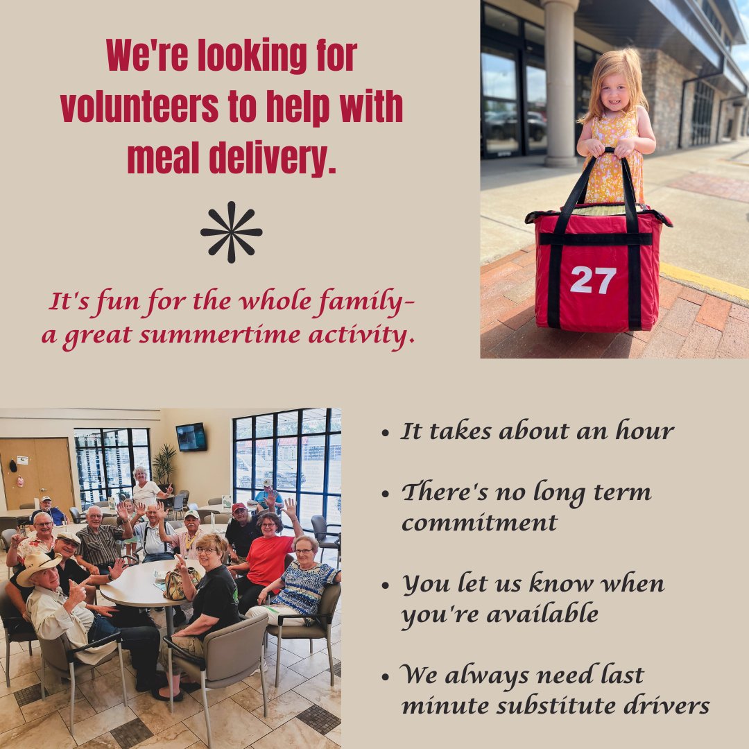 To learn more go to lubbockmealsonwheels.org/volunteer/