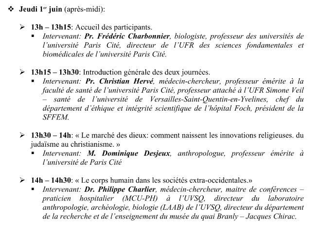 SFFEM_asso's tweet photo. La vie, le corps et la mort: réflexion juridique et éthique.

Colloque les 1er et 2 juin.

Anthropologues, historiens, juristes, médecins, biologistes, vétérinaires, et X Emmanuelli &amp; J-F Delfraissy pour venir conclure ces deux journées. 

@univ_paris_cite|https://t.co/tXWQI0lURE https://t.co/Q69fIJRXBG