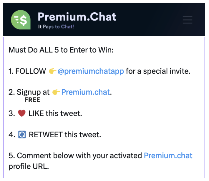 premiumchatapp's tweet photo. 🚨 To celebrate our 170,000+ 🚀 &amp; growing!

https://t.co/y988wpMoT8 is giving away $2,000 to 
😀 12 lucky members. 💰$500 (2), 💸 $100 (10)

👀 SEE THE 5 THINGS YOU MUST DO TO ENTER 👇

Drawing: May 26th 5PM EST.

Good luck &amp; welcome to all new members!

#premiumchat #findom https://t.co/2cAww11Dul