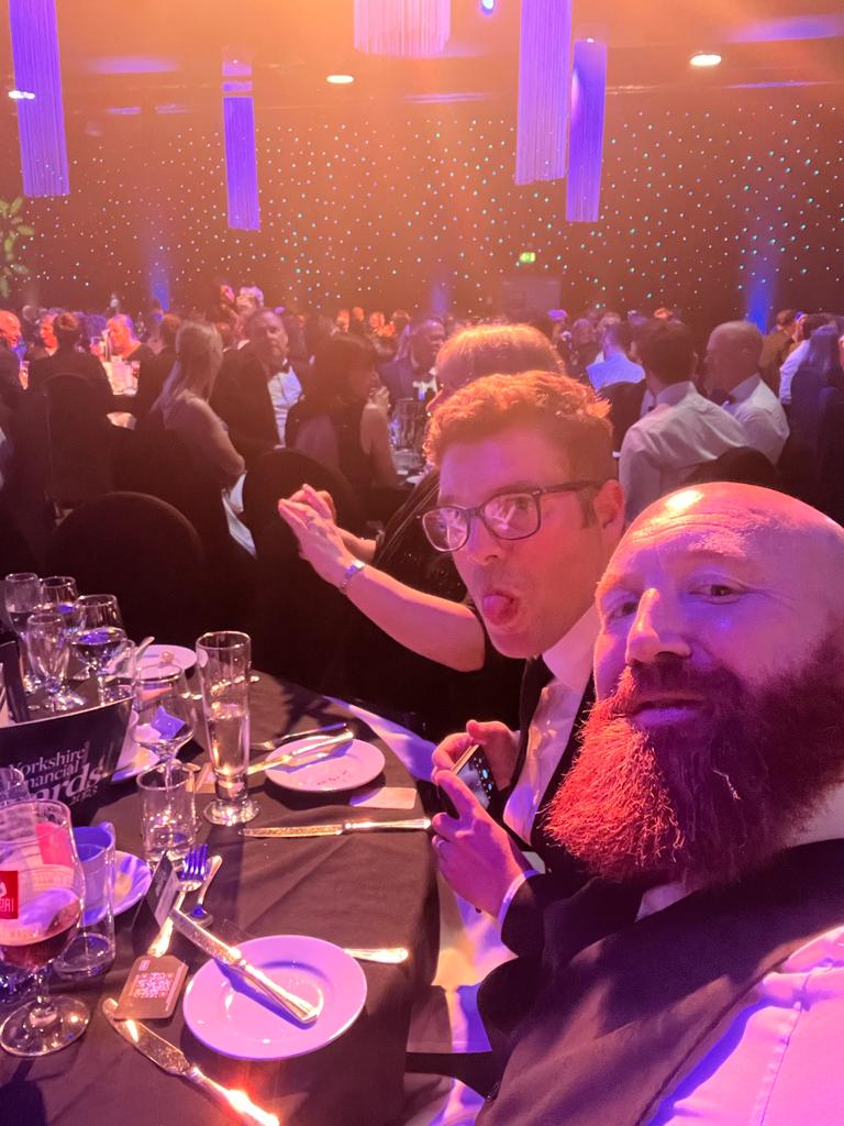 YorkshireBroker's tweet photo. Here's to a good evening! 

#yfawards https://t.co/sYK5hMgAxS